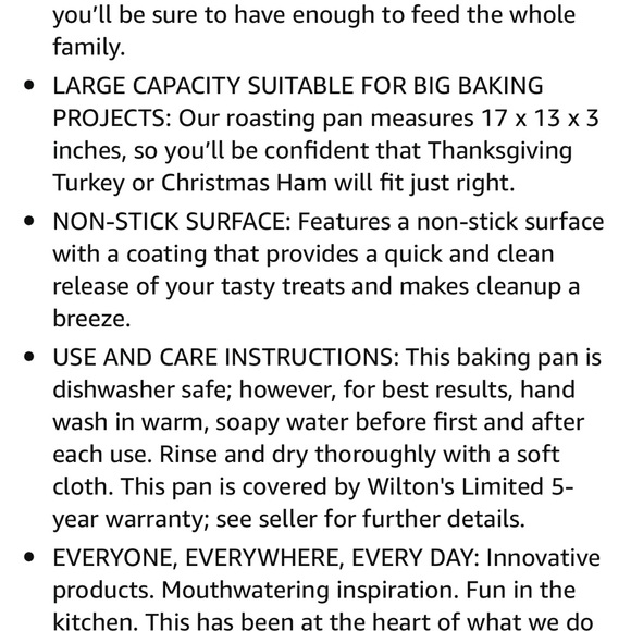 Wilton Recipe RightGrey NonstickLarge Roasting Baking Kitchen Pan 17 x 13 Inch - Picture 4 of 5